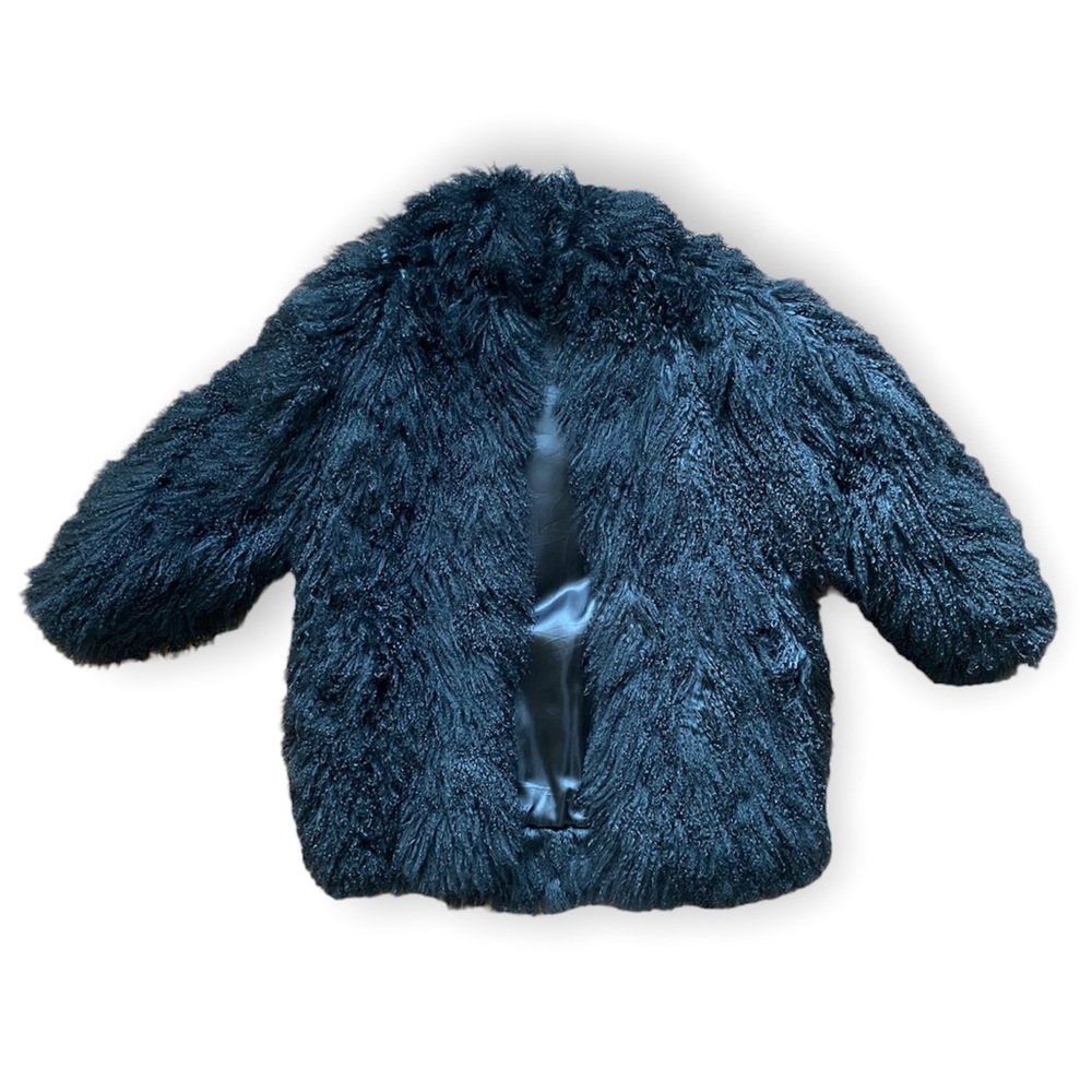 Tibet Lamb Shearling black long coat